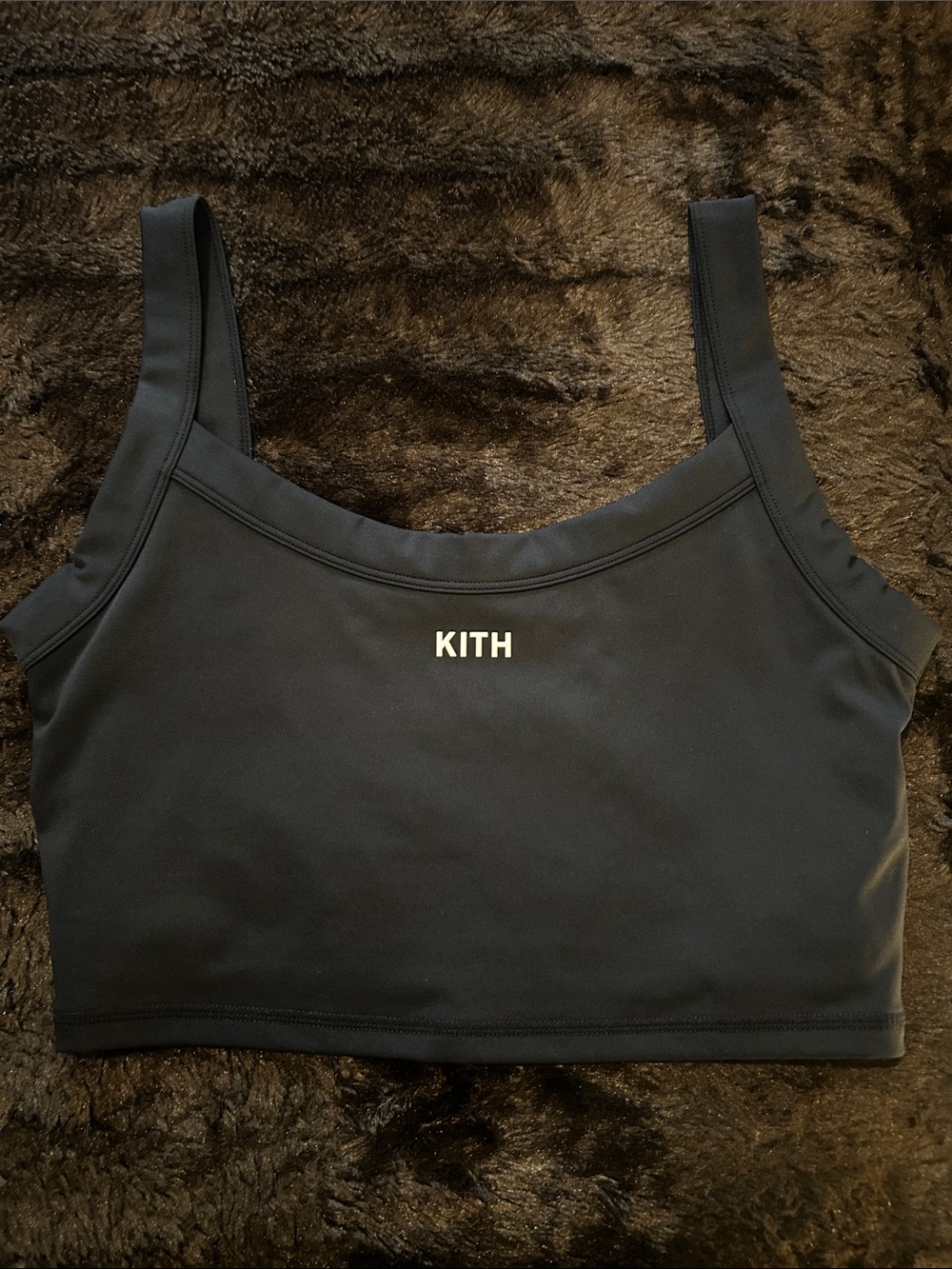 Kith Black Cropped Tank with White Logo
